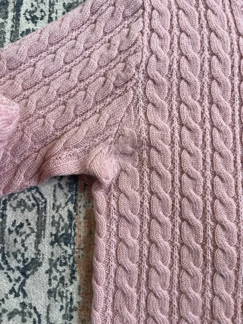 The Eagle Eye 100% Wool Pink Cable Knit Button Up Cardigan